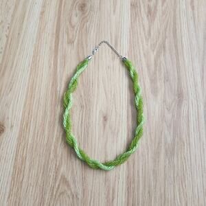 Lime Green Twisted Seed Bead Rope Necklace Braided Multi-Strand Lobster Clasp